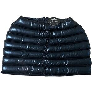 Suite Five Seven M Medium Shiny Black Bubble Puffer Skirt Quilted Bodycon Fitted
